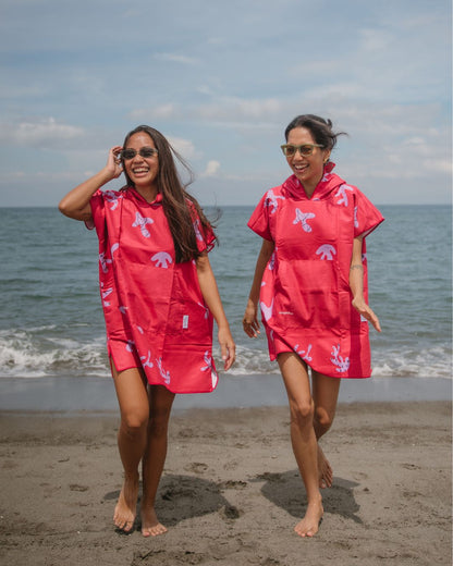 Coral Crush Hooded Poncho