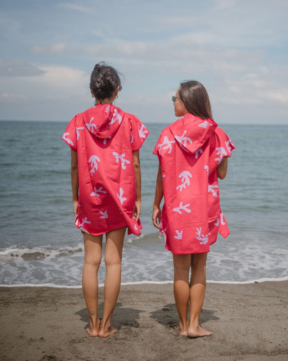 Coral Crush Hooded Poncho